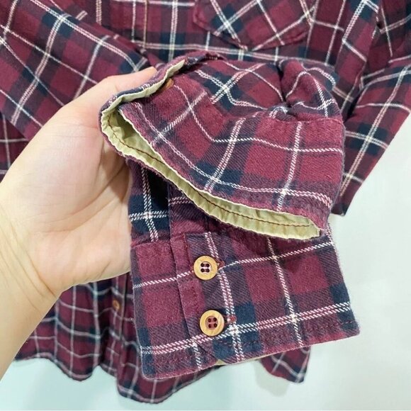 Burton Durable Goods Plaid Flannel long Sleeve Button Down Womens Size L Burgund - Picture 6 of 16
